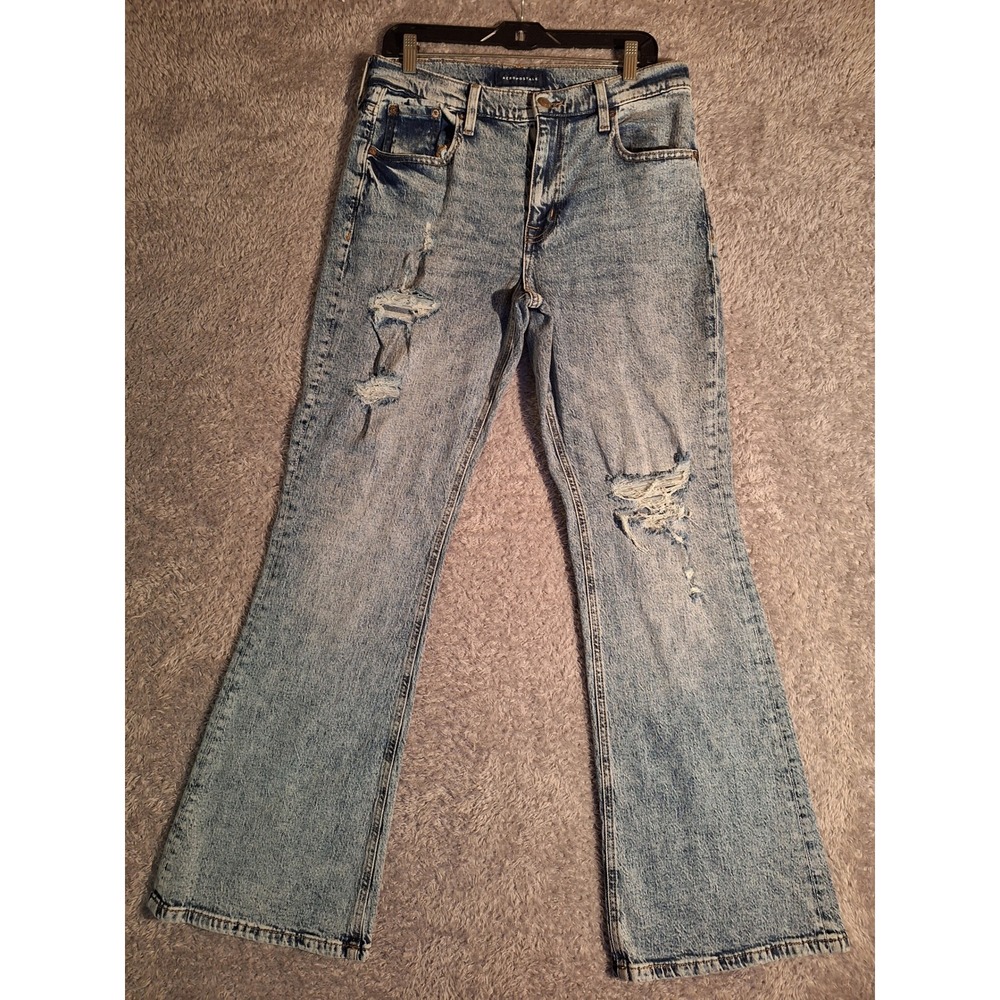 Aeropostale High Rise Flare Jeans 10R Acid Wash Distressed Ripped 90s Y2K Style